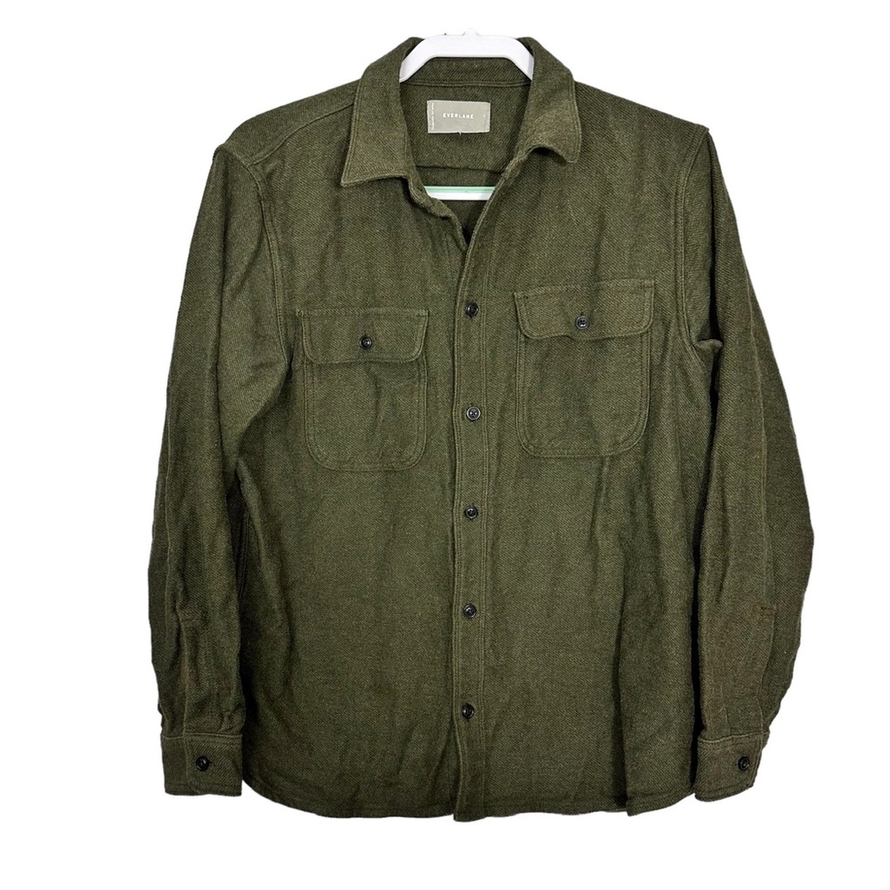 Everlane Green Button Up Brushed Flannel Shirt